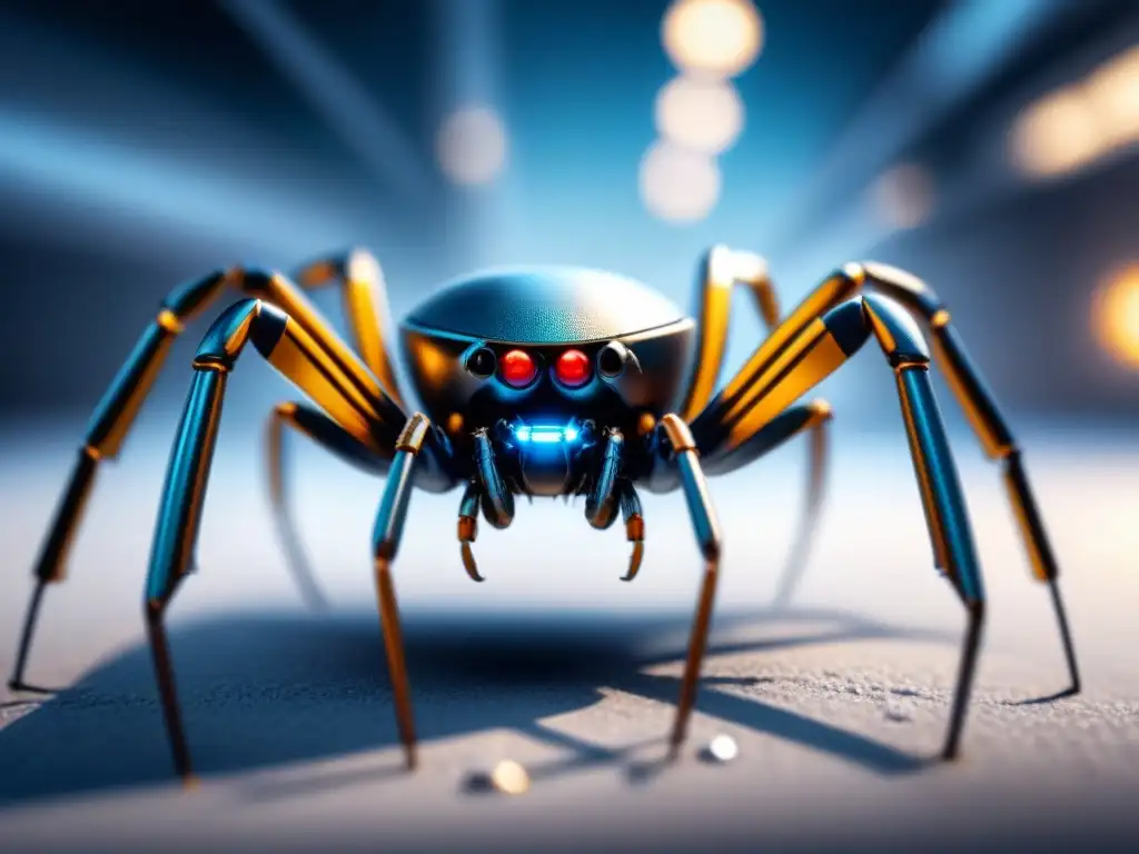 Un nanorobot futurista ensambla componentes con precisión en un laboratorio blanco y estéril