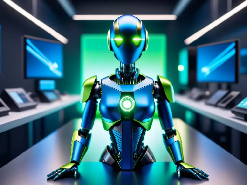 Un nanorobot futurista en un laboratorio high-tech