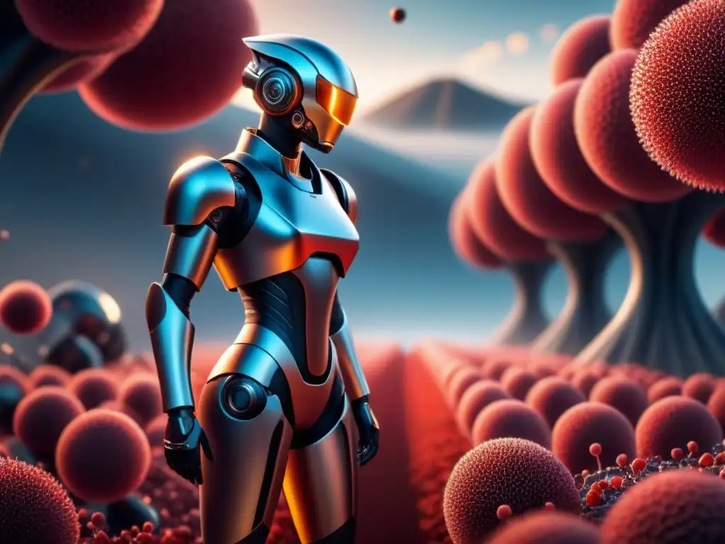 Un nanorobot futurista en un torrente sanguíneo, fusionando ciencia ficción con realidad