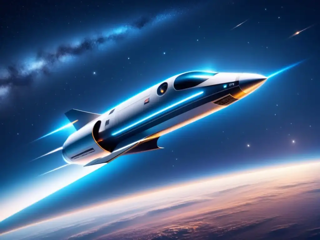 Nave espacial futurista surcando el cosmos con propulsión innovadora para viajes interplanetarios