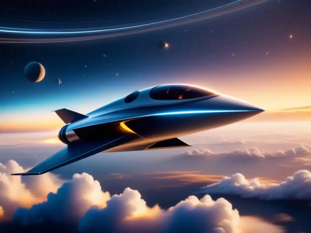 Nave futurista surcando el espacio entre galaxias, con propulsión innovadora para viajes interplanetarios