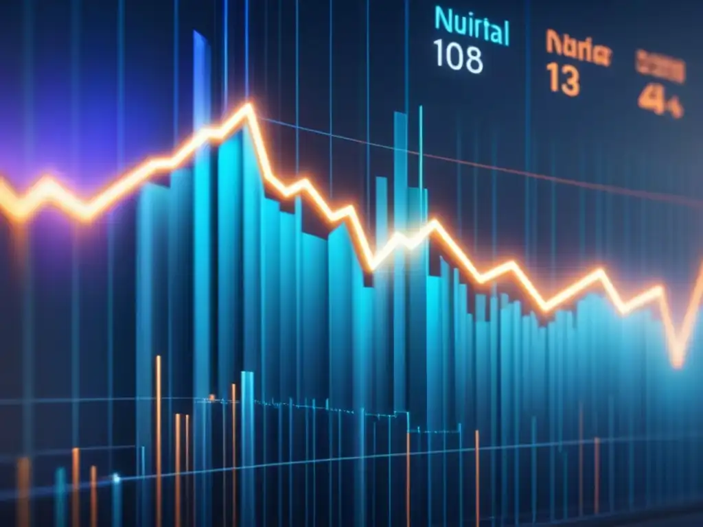 Interconexión de nodos digitales sobre gráfico bursátil, simbolizando la IA en estrategias de trading