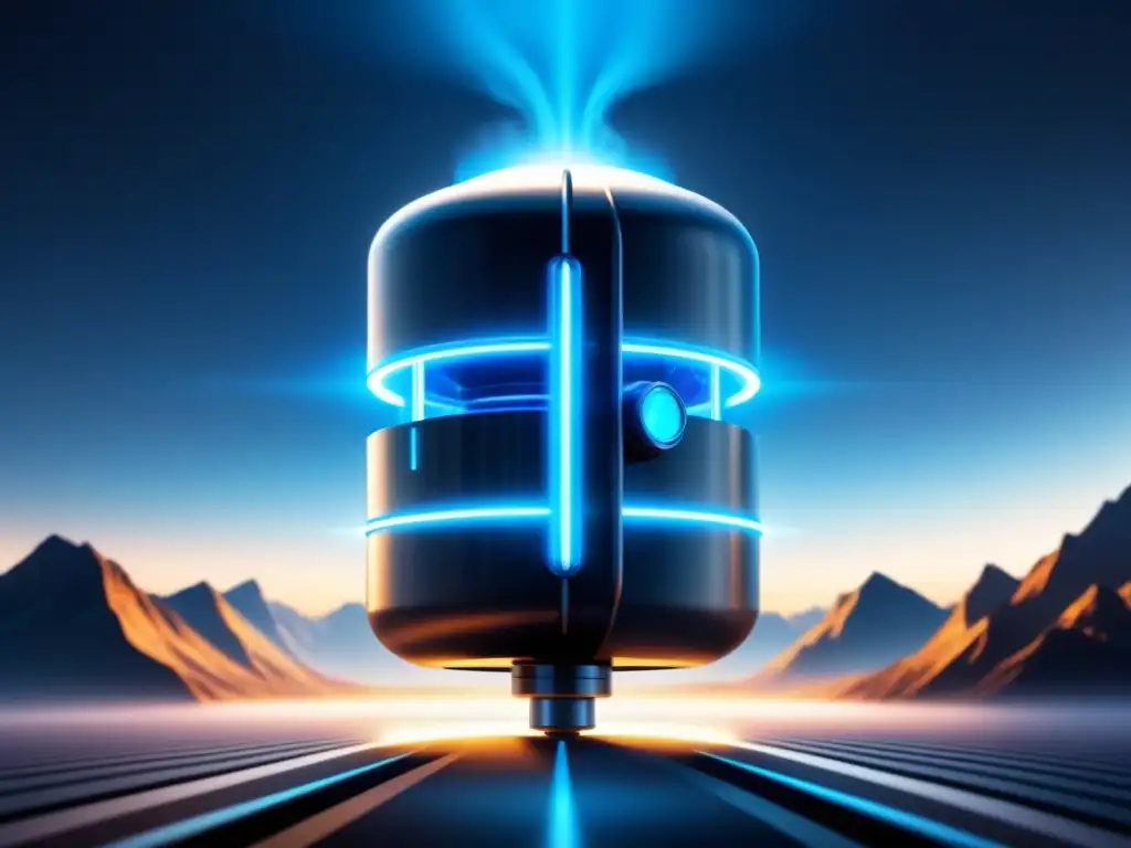 Un núcleo de reactor de neutrones rápidos, con formas geométricas precisas y energía azul brillante, destaca la tecnología avanzada