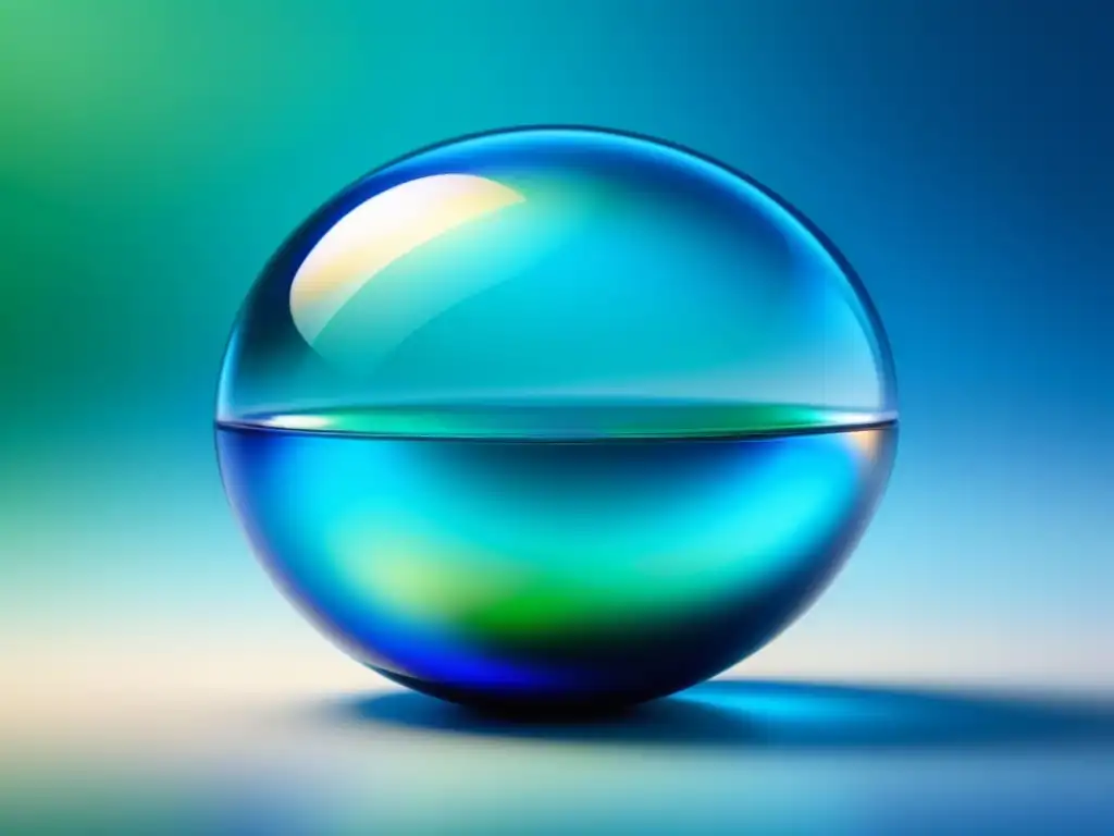 Un nutracéutico futurista en cápsula transparente, en fondo verde a azul, simbolizando beneficios y bienestar de innovaciones nutracéuticas