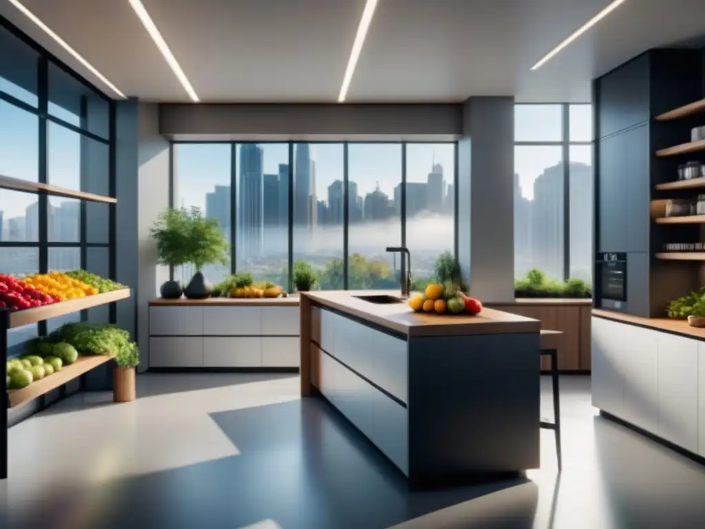 Oficina moderna con hábitos alimenticios saludables