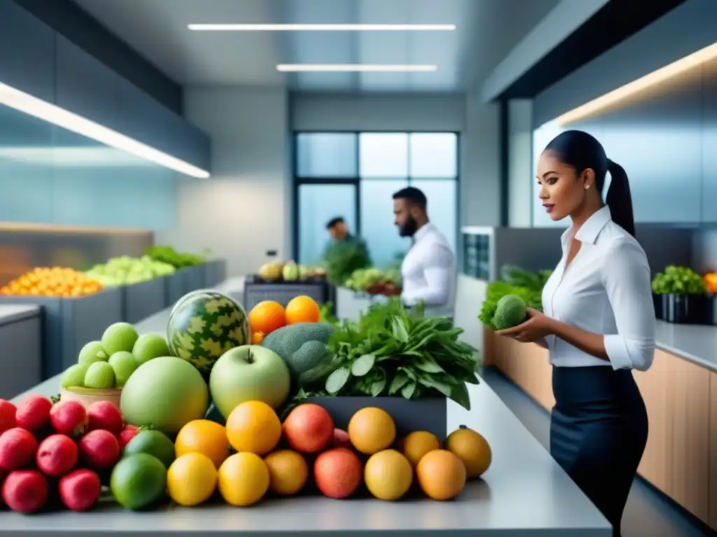 Oficina saludable: empleados colaboran preparando alimentos saludables