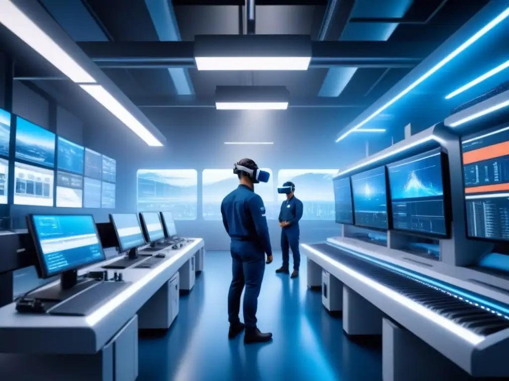 Operarios en operaciones industriales con realidad virtual