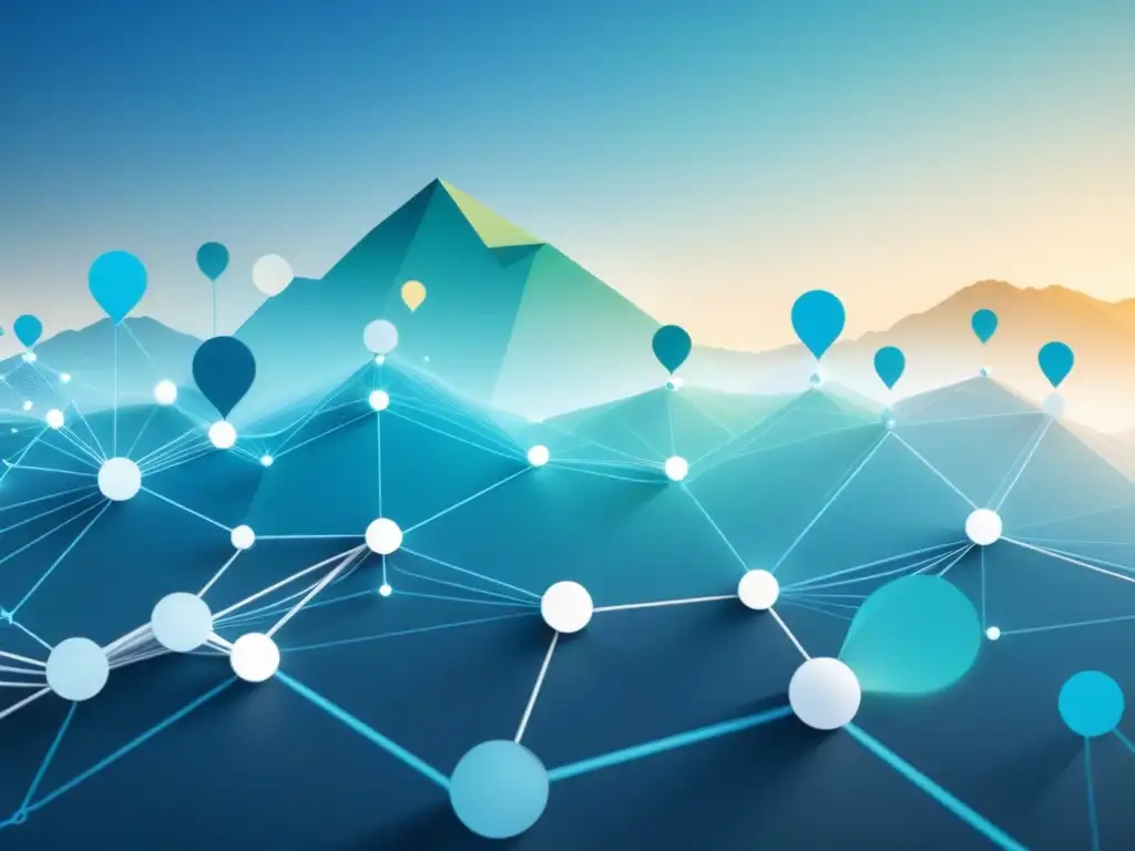 Un paisaje digital minimalista de datos interconectados y herramientas analíticas, simbolizando tendencias de comercio electrónico B2B