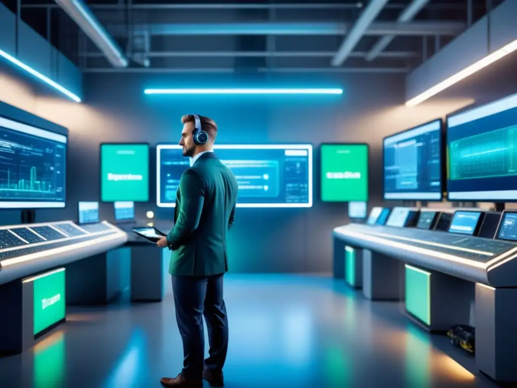 Entorno industrial futurista con sistemas de seguridad IIoT integrados Un paisaje industrial futurista con sistemas de seguridad en IIoT revolucionando la industria