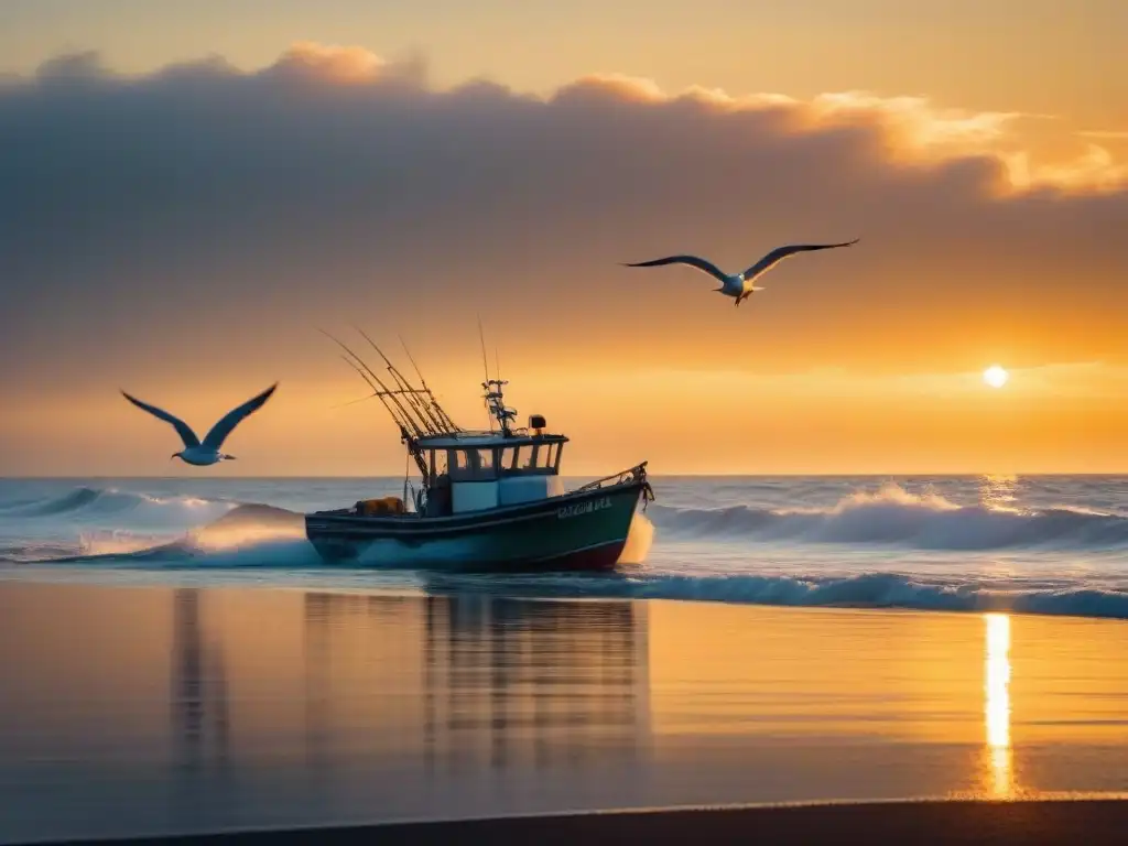 Un paisaje sereno de mar al amanecer, con olas reflejando los tonos dorados del sol matutino