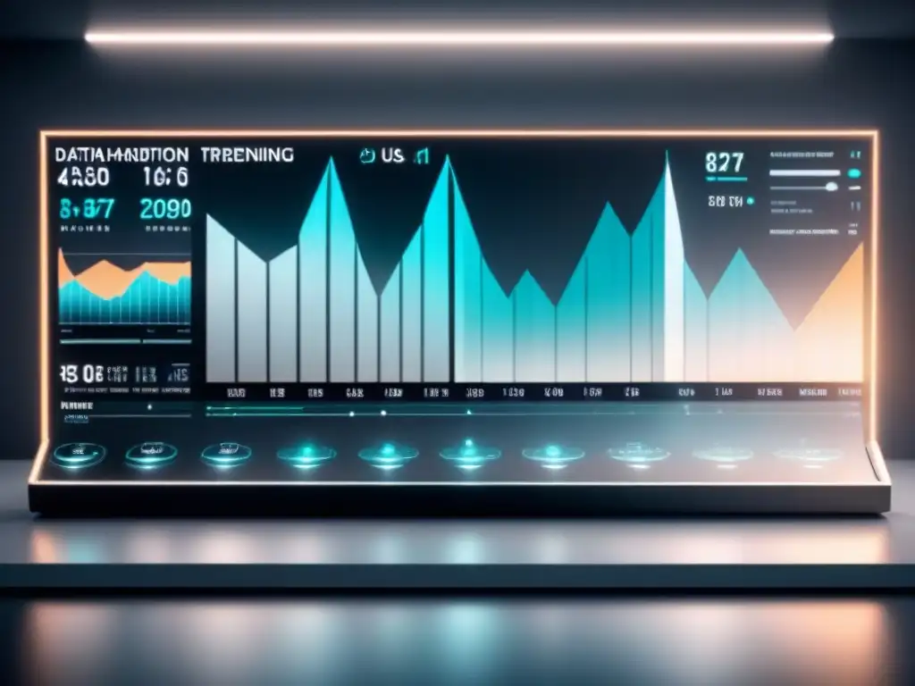 Paneles de control futuristas con gráficos detallados y análisis en tiempo real