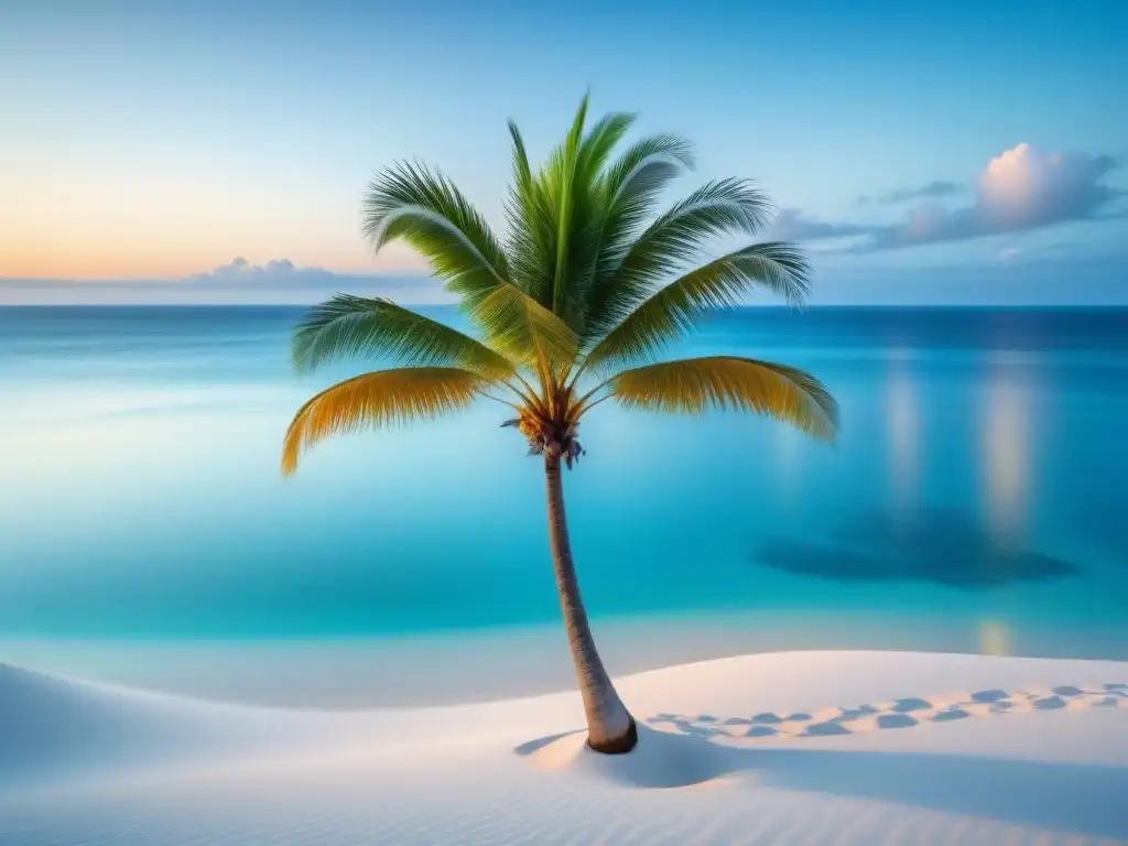 Un paraíso sereno con playa y palmera