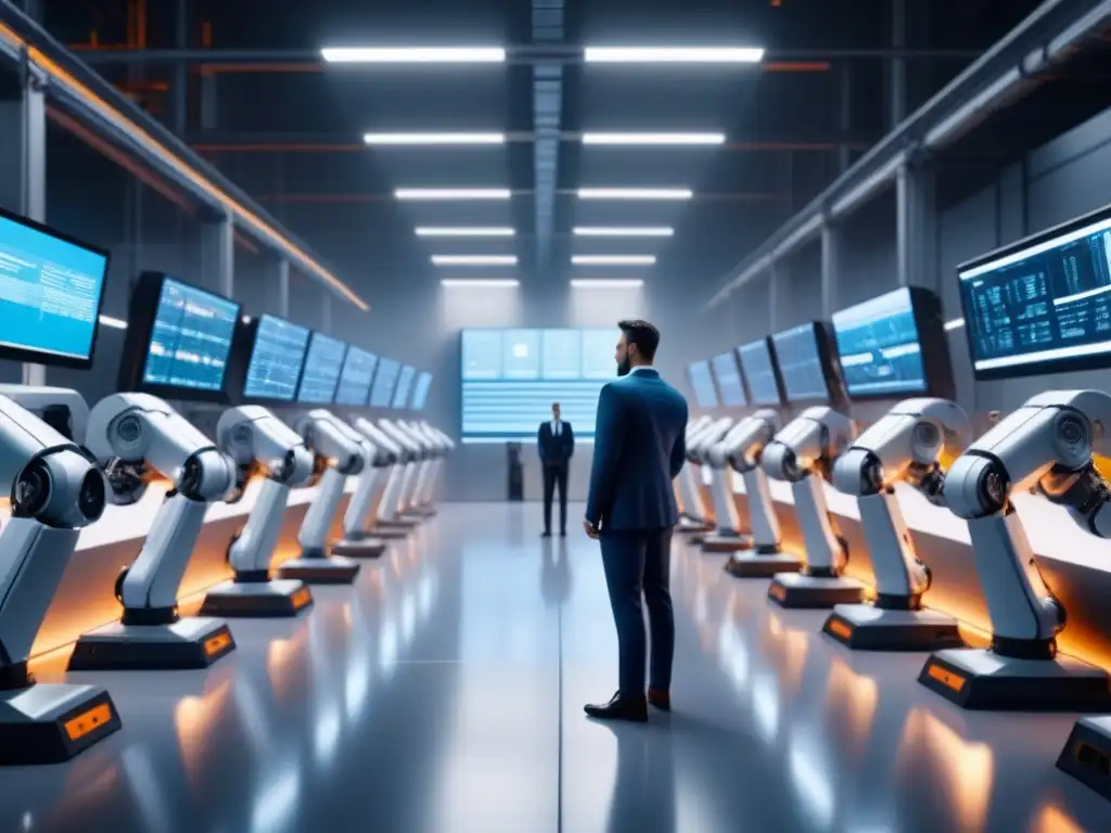 Interacción perfecta entre humanos y robots en fábrica avanzada de la industria 4