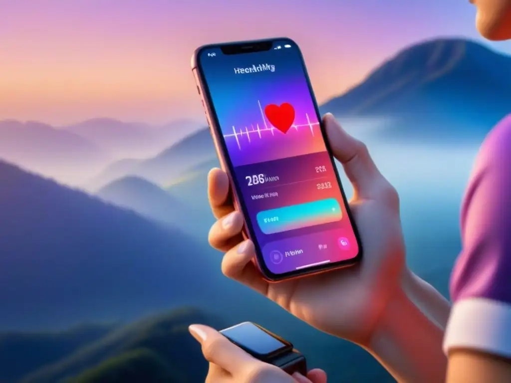 Persona usa app de salud moderna en smartphone