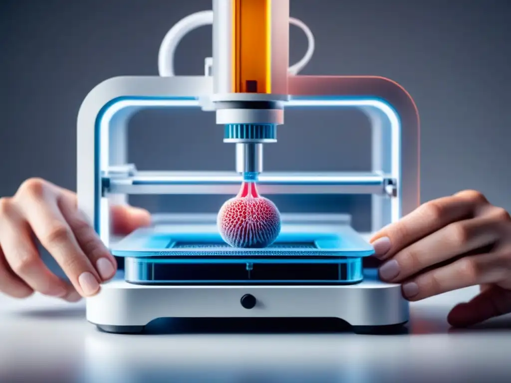 Bioimpresión 3D personalizada de órganos: Futurista y preciso, un bioprinter crea órganos con detalles orgánicos