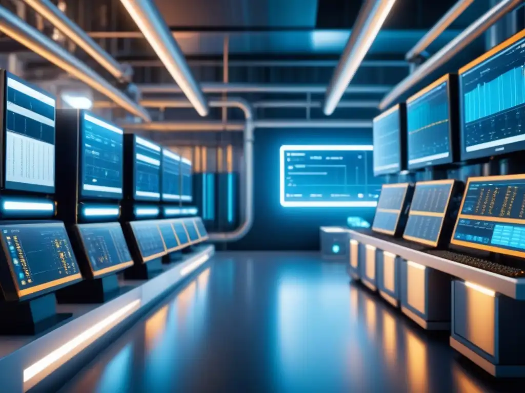 Planta industrial futurista con sensores avanzados Planta industrial futurista con tecnología monitorización condiciones industria en diseño minimalista y metálico