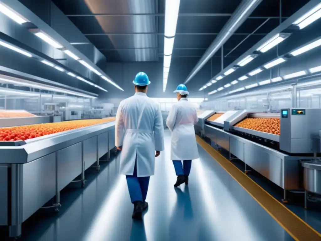 Planta de Procesamiento de Alimentos Futurista con Sistemas de Enfriamiento Avanzados Planta industrial futurista con enfriamiento ultrarrápido en industria alimentaria