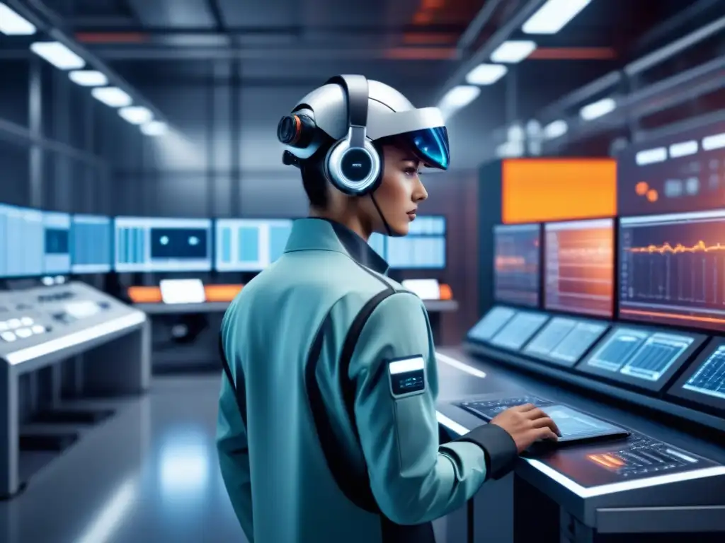 Planta industrial futurista con software automatización procesos industria 4