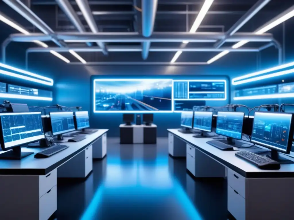 Una planta industrial futurista con soluciones innovadoras de ciberseguridad