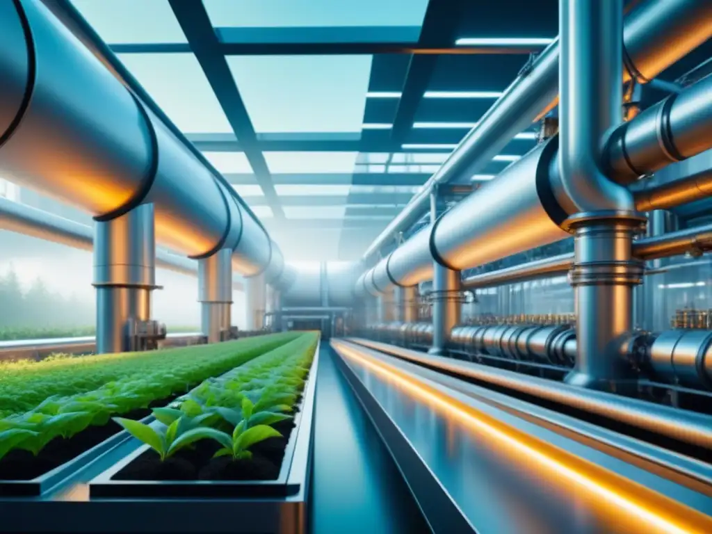 Una planta industrial futurista con tecnología de bioaugmentación integrada