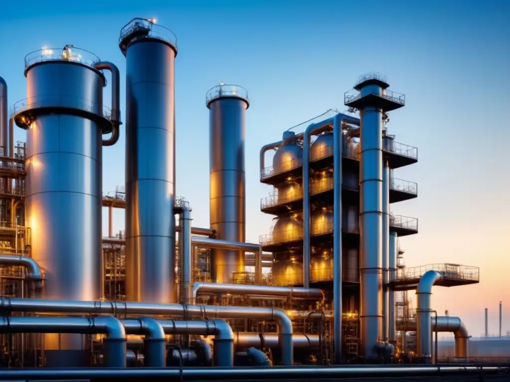 Planta química moderna con diseño futurista y eficiente