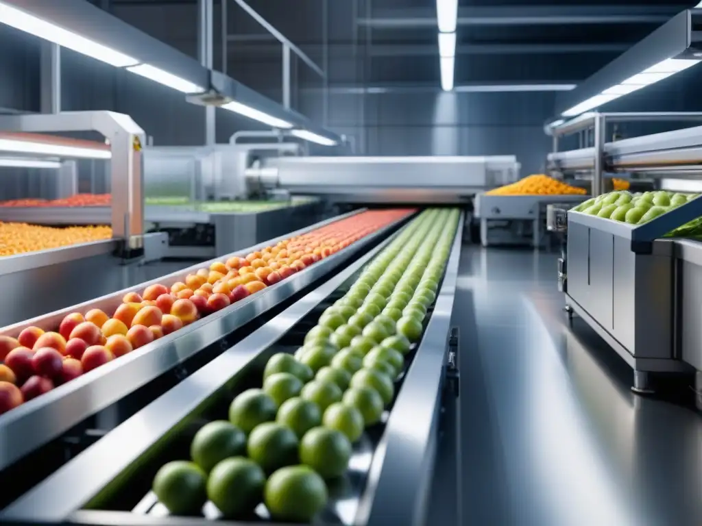 Planta de procesamiento de alimentos futurista con automatización en la industria alimentaria