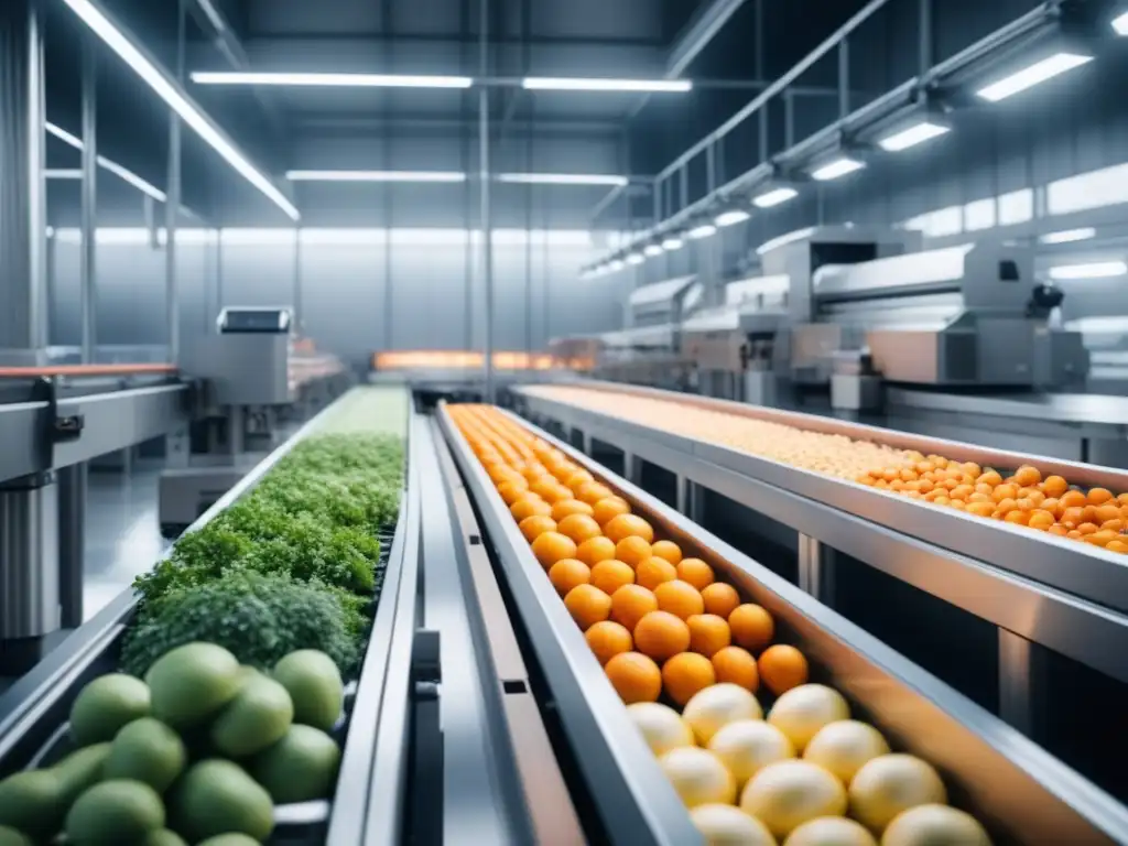 Planta de procesamiento de alimentos moderna y eficiente con automatización, seguridad alimentaria y trazabilidad