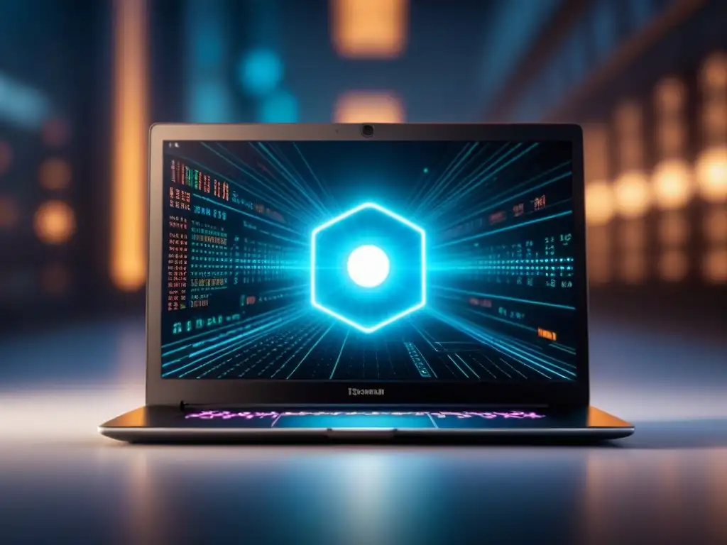 Portátil moderno con código y visualizaciones, simbolizando habilidades profesionales en Machine Learning