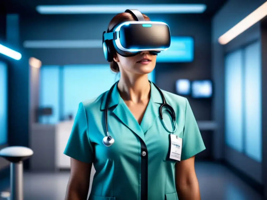 Un profesional de la salud inmerso en una simulación médica virtual