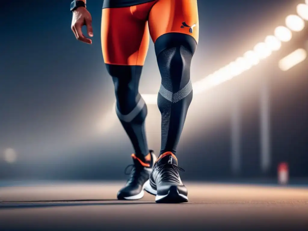 Prótesis deportiva de diseño vanguardista: innovación y funcionalidad Prótesis deportivas de última generación: diseño futurista y tecnológico en una pierna protésica deportiva avanzada