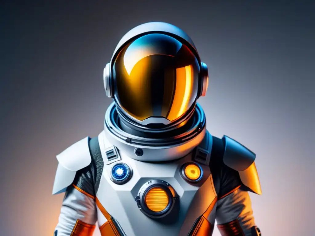 Prototipo traje espacial futurista de alta tecnología Prototipo de traje espacial futurista con avanzada tecnología y diseño innovador