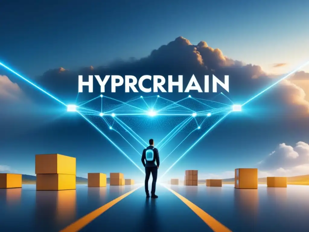 Blockchain y Supply Chain: Transformación Segura en Logística Una red blockchain se entrelaza con una cadena de suministro, simbolizando la seguridad en empresas