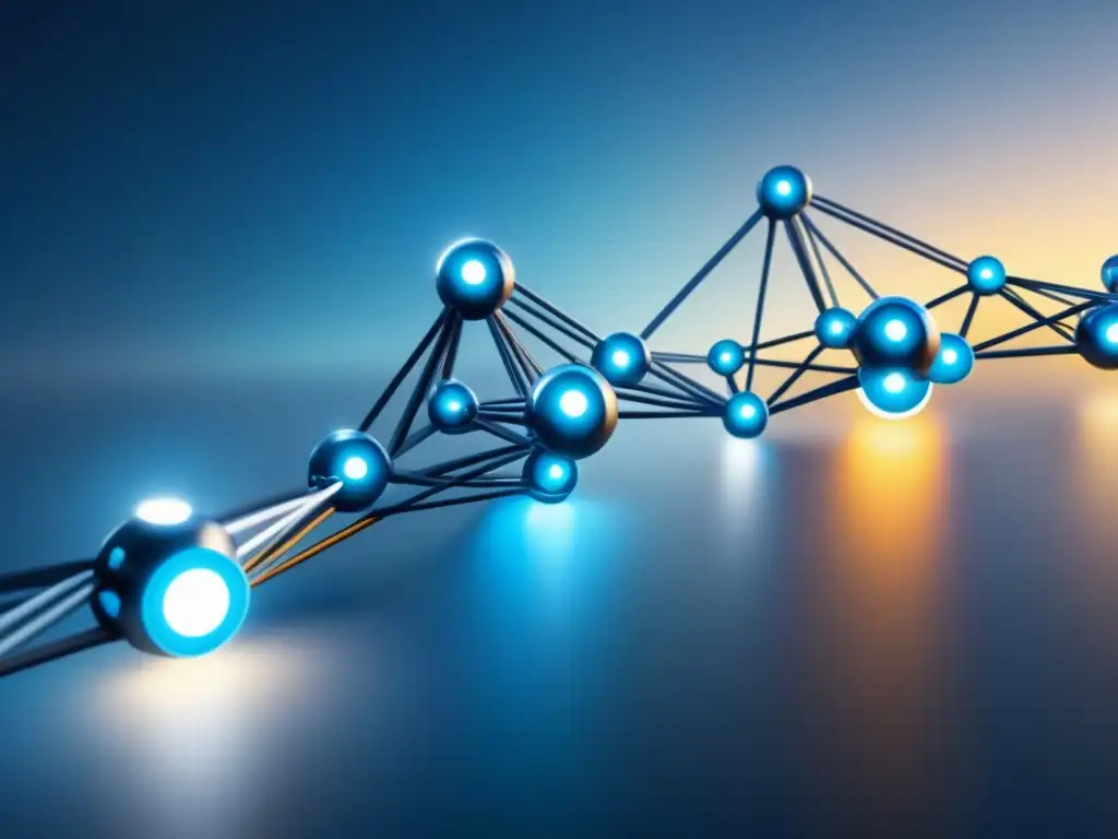 Una red de cadena de suministro eficiente con nodos interconectados y datos brillantes