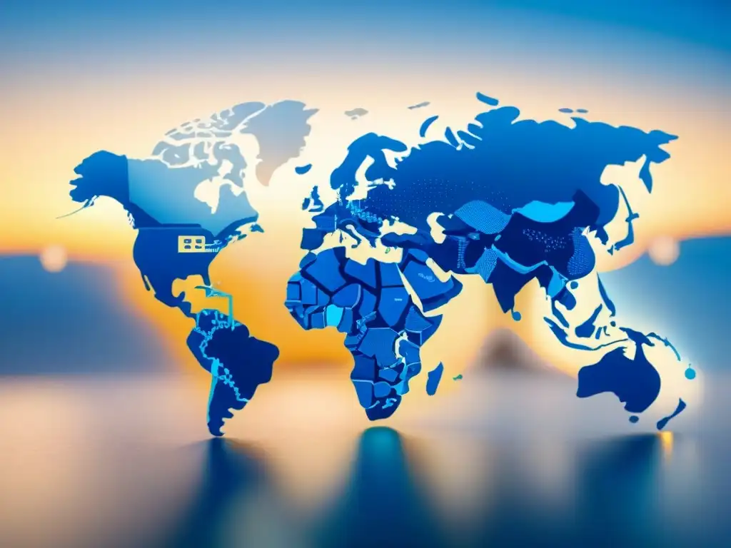 Red mundial de comercio seguro en blockchain Una red de comercio global en blockchain, conectando países con cadenas digitales seguras