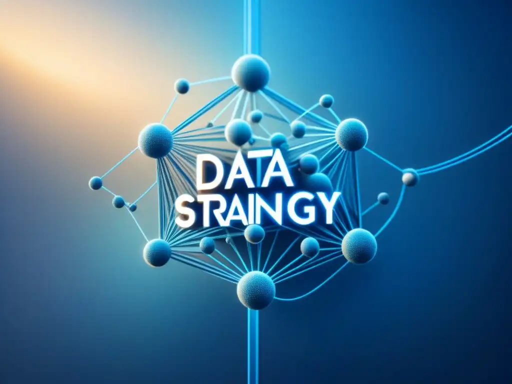 Red de datos en tonos azules converge en estrategia de precios, destacando IA para estrategia de precios