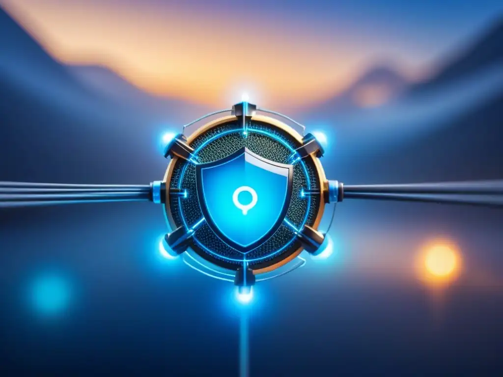 Una red digital intrincada con nodos interconectados y líneas, simbolizando la importancia de las actualizaciones esenciales ciberseguridad industria