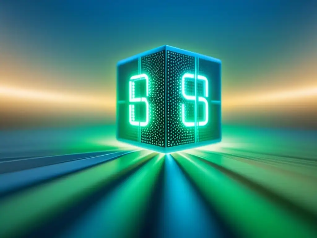 Blockchain: Red de bloques digitales en azul y verde Una red digital intrincada simbolizando seguridad y éxito en empresas de blockchain