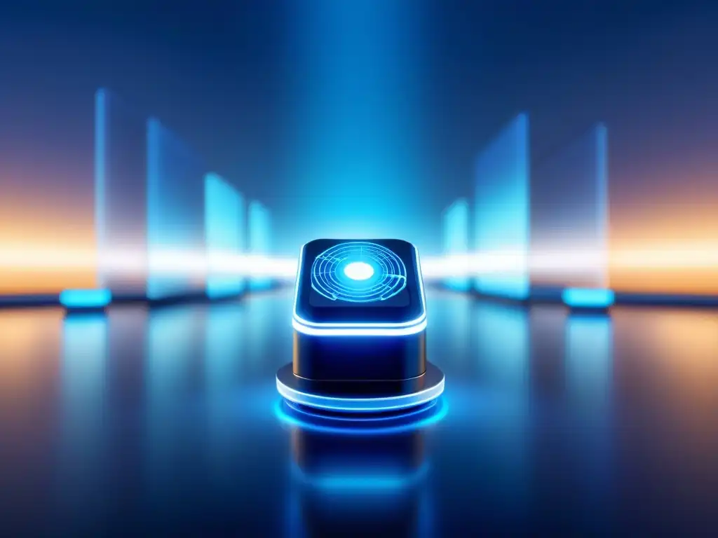 Una red futurista de dispositivos IoT interconectados brilla en azul, destacando la Importancia de la encriptación IoT