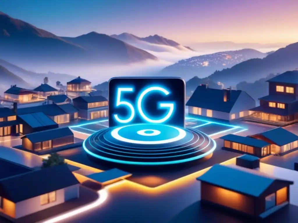 Una red futurista de dispositivos interconectados destacando la importancia del 5G en IoT