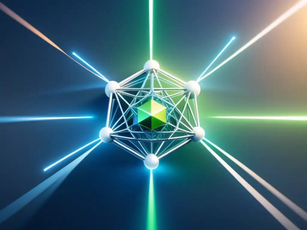 Red interconectada segura con claves criptográficas cuánticas brillantes, simbolizando protección de datos en distintos sectores