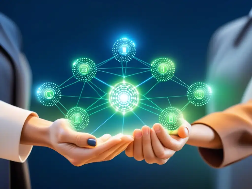 Red de nodos digitales conectados, simbolizando soluciones innovadoras para la escasez de expertos en ciberseguridad