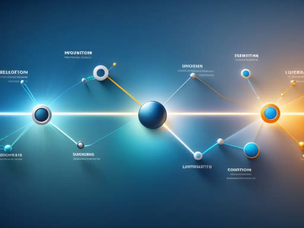 Una red de nodos interconectados en una visualización de datos de cadena suministro industrial