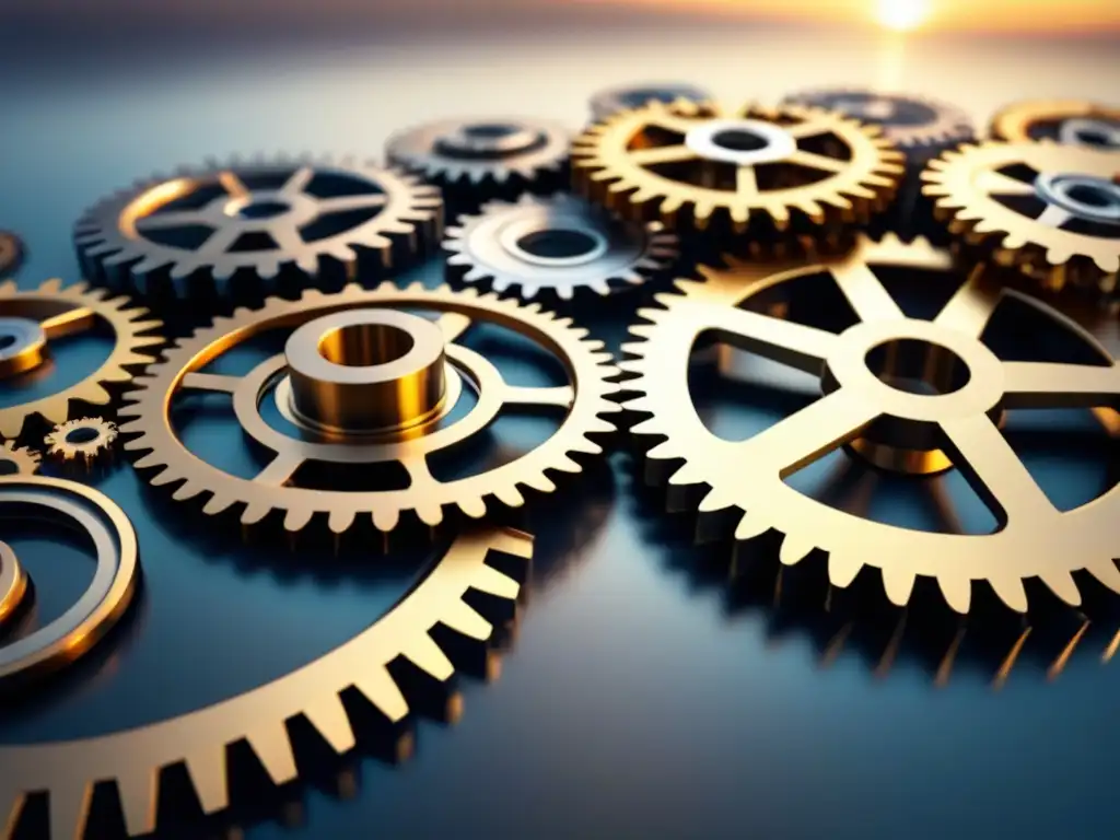 Una red sofisticada de engranajes interconectados, representando la integración de sistemas para optimización con diseño meticuloso y eficiente