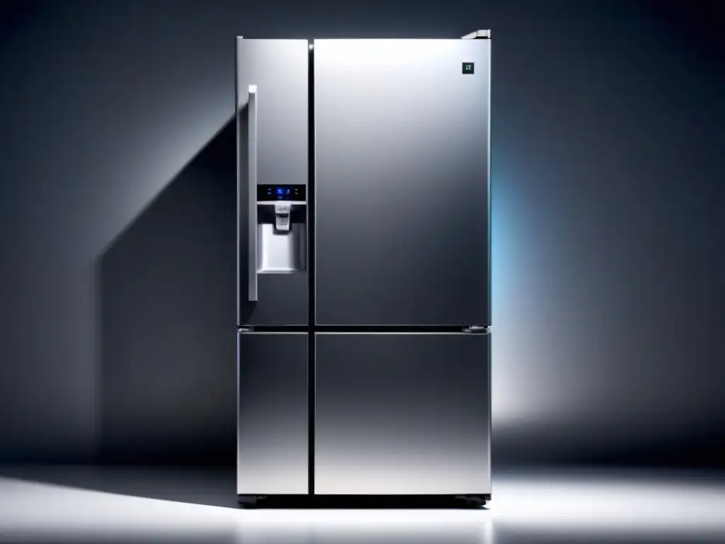 Un refrigerador futurista con tecnologías emergentes en refrigeración, diseño avanzado y elegante