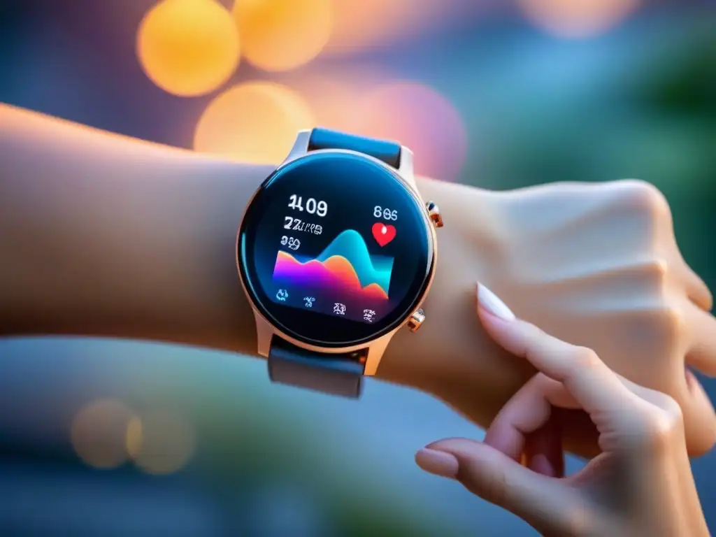 Reluciente smartwatch con sensores textiles inteligentes de salud en un entorno minimalista