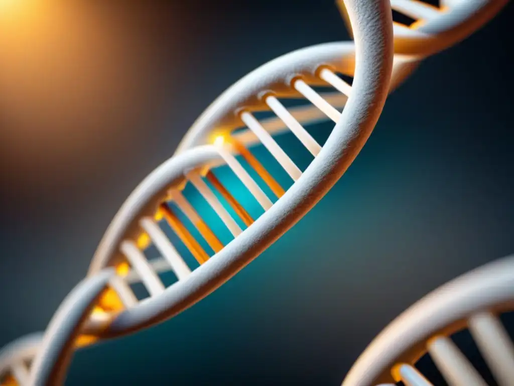 DNA: Estructura helicoidal detallada en blanco y negro para investigación oncológica Una representación detallada de un ADN en blanco y negro, resaltando la complejidad y precisión del análisis de datos masivos en oncología