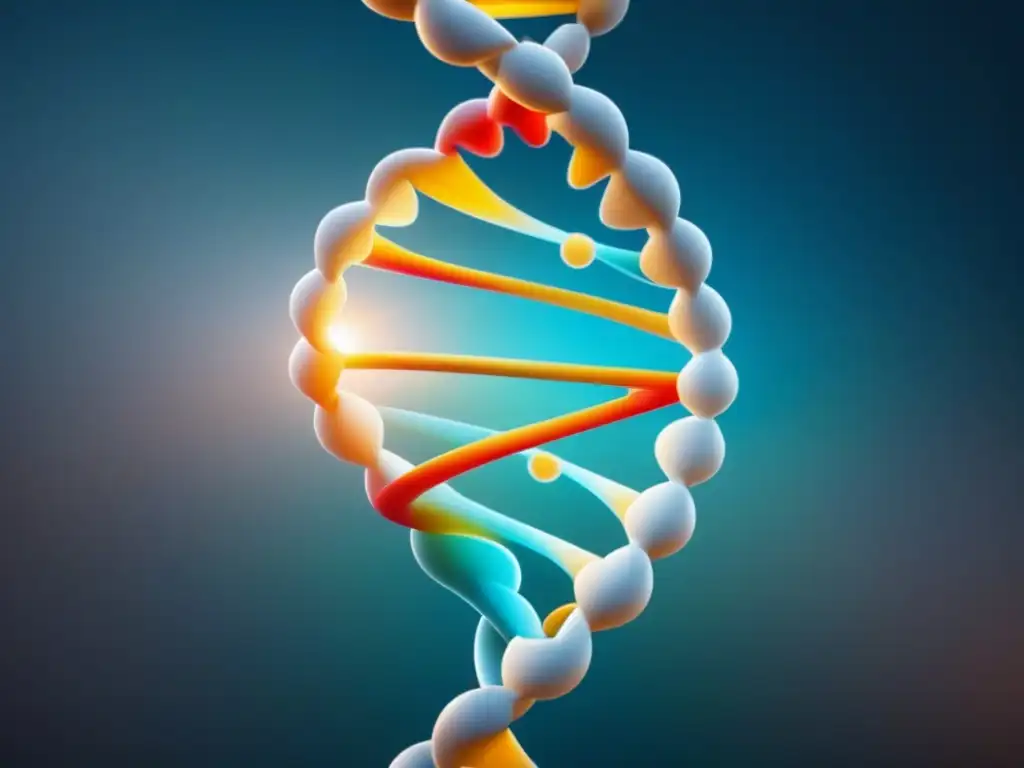 Una representación detallada y minimalista de la estructura de doble hélice de ADN, resaltando la elegancia y complejidad de la ciencia genética