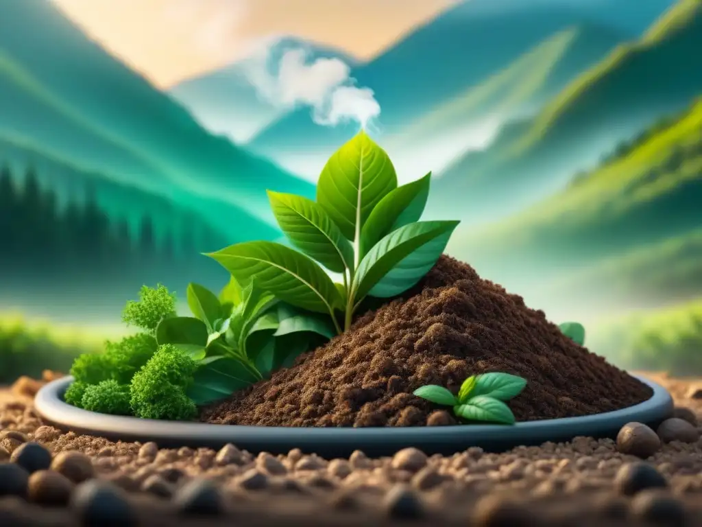 Transformación de residuos orgánicos en energía verde Transformación de residuos orgánicos en energía limpia y verde, ilustración minimalista