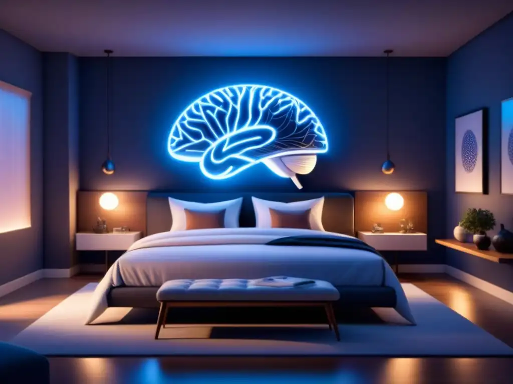 Revolutionary neurotechnology changing sleep medicine in a futuristic bedroom