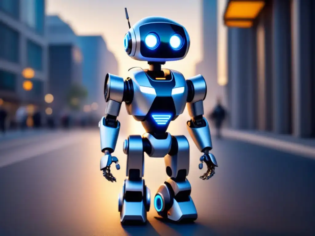 Robot asistente futurista para discapacitados: diseño innovador y funcional Un robot de asistencia para discapacitados futurista y minimalista, con brazos extensibles y diseño amigable, destacando tecnología avanzada